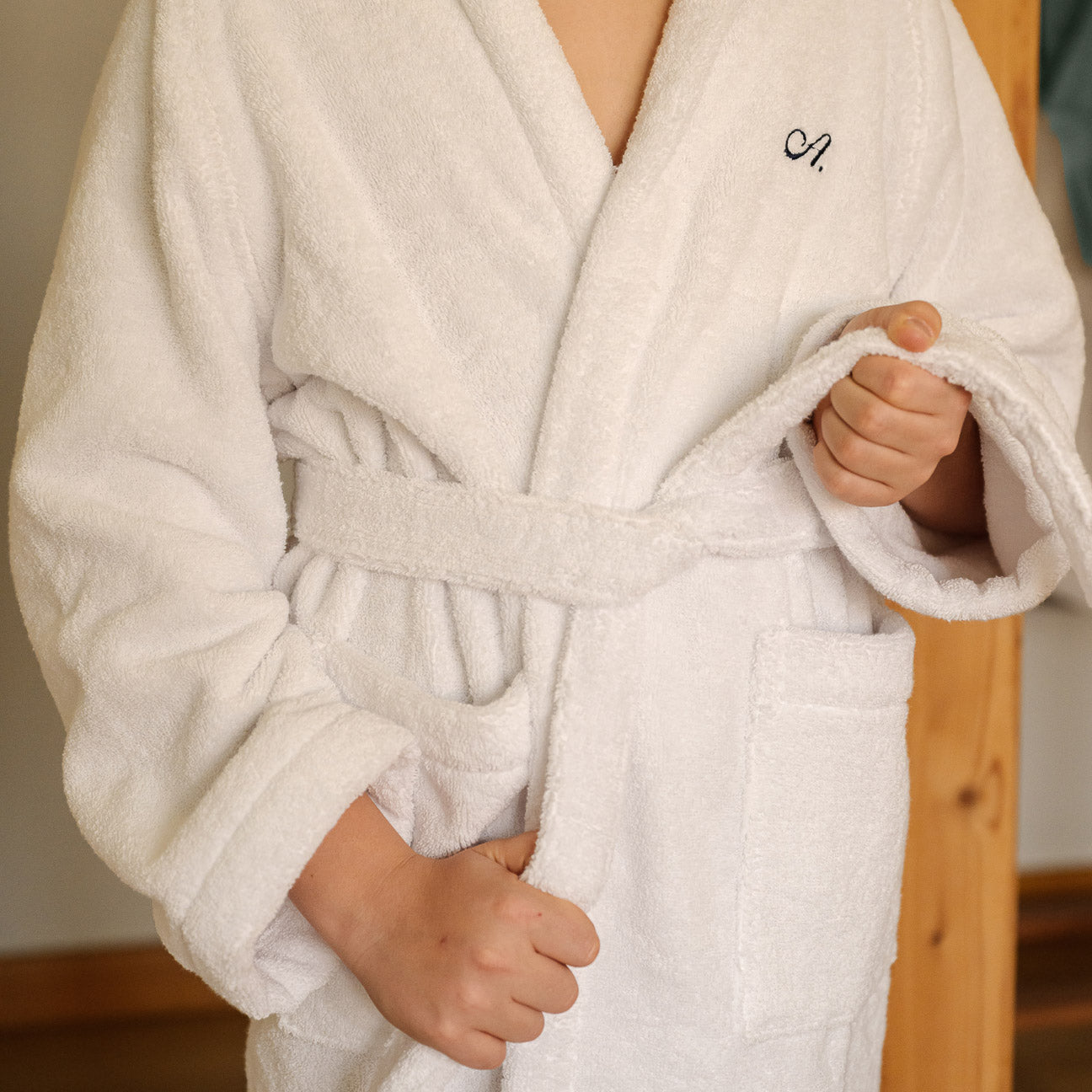 Peignoir enfant à capuche
- 4-6 ans- Blanc- Coton - Dalfilo